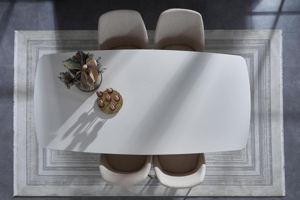 Białe Drewno jadalnia Ustaw designerski Stół obiadowy 4x krzesła tapicerowane 7 sztuk