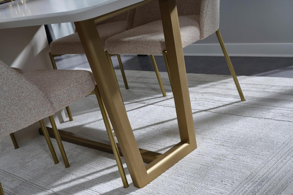 Białe Drewno jadalnia Ustaw designerski Stół obiadowy 4x krzesła tapicerowane 7 sztuk