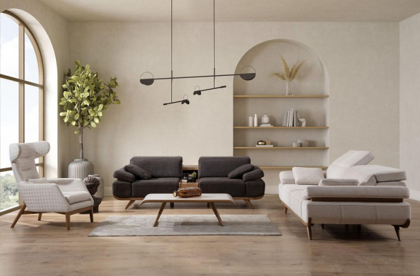 Dwukolorowy pokój dzienny Zestaw sofowy Modern 3+2 miejsce siedzące Luxury Fotel