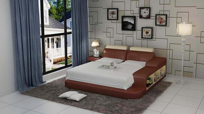 Łóżko Design Luksusowe Luksusowe łóżko Skóra Modern Sypialnia 140/160/180 LB8810