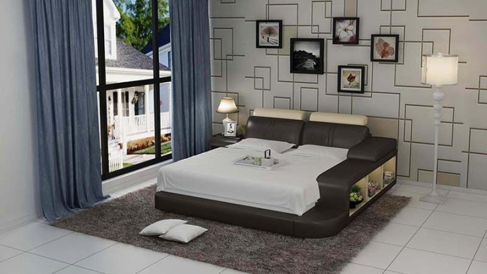 Łóżko Design Luksusowe Luksusowe łóżko Skóra Modern Sypialnia 140/160/180 LB8810