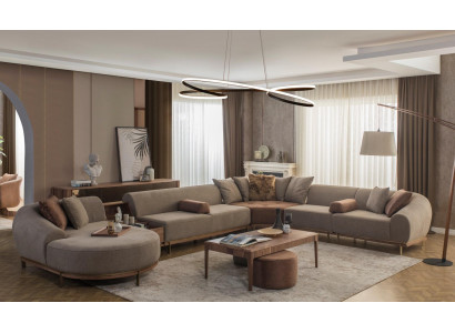 Modern Beige Narożnikowa kanapa Kształt U Żywy krajobraz Living Room Luxury Sofy