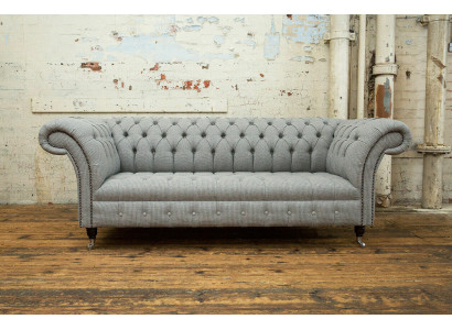 Pokój dzienny Chesterfield sofa projekt Włókienniczy kanapy sofy trzyosobowa kanapa szara