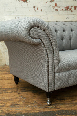 Pokój dzienny Chesterfield sofa projekt Włókienniczy kanapy sofy trzyosobowa kanapa szara