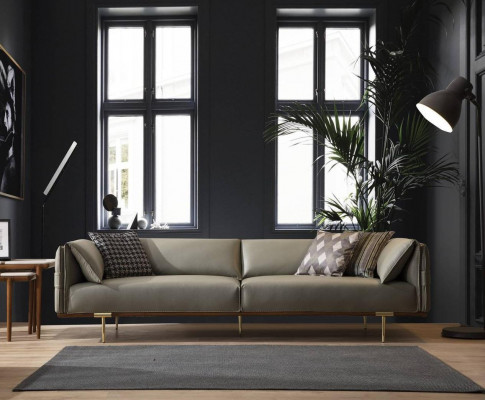 Designerski Salon Ustawić Luksusowe Sofy Skórzane Włókienniczy Fotel 3szt