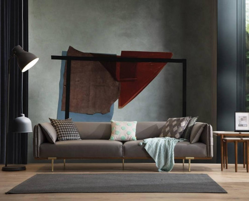 Designerski Salon Ustawić Luksusowe Sofy Skórzane Włókienniczy Fotel 3szt