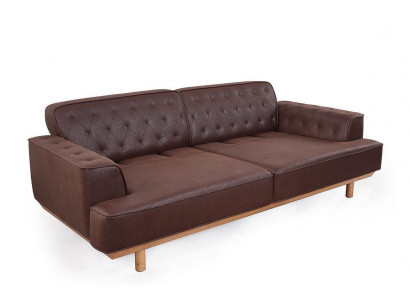 Sofa do salonu brązowa szlachetna 3-miejsce siedzenia kanapy podkładka meblowa z ramą drewnianą