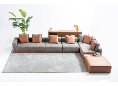 Szary salon Siedziba Żywy krajobraz Zestaw narożny designerska sofa materiałowa