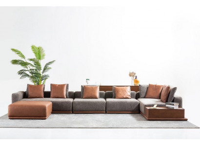 Sofa tapicerowana Zestaw narożny Narożnikowa kanapa Sofa materiałowa w kształcie litery L, nowoczesna sofa szara