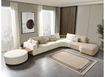 Biała Narożnikowa kanapa Nowoczesne Meble do Salonu Designerska Kanapa Sofa Włókienniczy 2szt