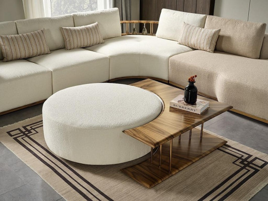 Biała Narożnikowa kanapa Nowoczesne Meble do Salonu Designerska Kanapa Sofa Włókienniczy 2szt