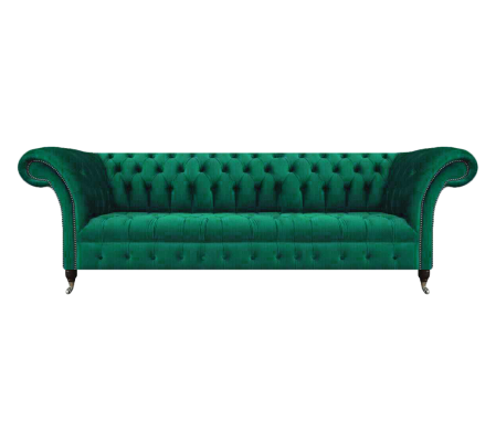 Luksusowa sofa czteromiejscowa Chesterfield zielona meble do salonu nowe