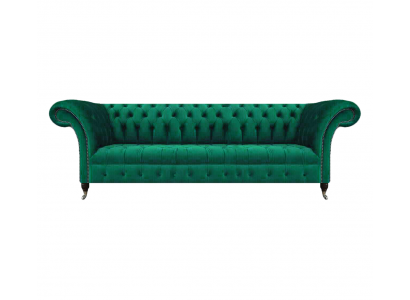 Luksusowa sofa czteromiejscowa Chesterfield zielona meble do salonu nowe