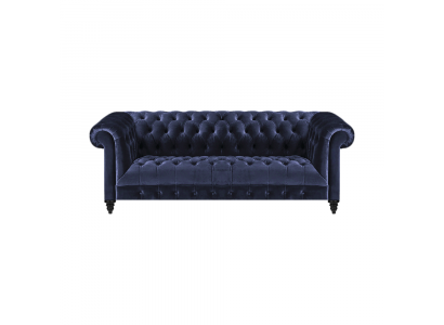 Pokój dzienny Sofa trzyosobowa Kanapa Tapicerowana Niebieski Tkanina Chesterfield.