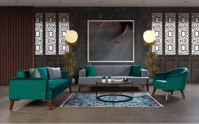 Elegancka szara kanapa Sofa trzyosobowa Sofa do salonu Meble Aksamit