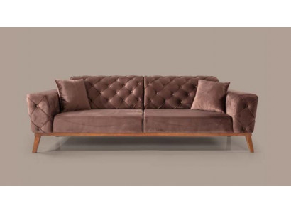 Brązowa kanapa Chesterfield Elegancka sofa do salonu Meble do siedzenia Aksamit