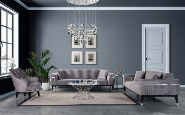 Luksusowa Sofa do Salonu Szary Kanapy Sofa Meble Szare Sofy Włókiennicze Meble