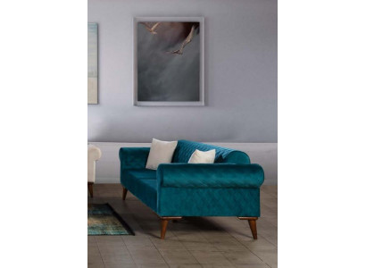 Turkis Trzyosobowa kanapa Elegancka sofa do salonu Meble do siedzenia Aksamit