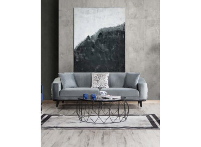 Szary Design Kanapa Sofa Aksamit Trzyosobowa Luksusowe Kanapy Meble Sofy Materiał Włókienniczy