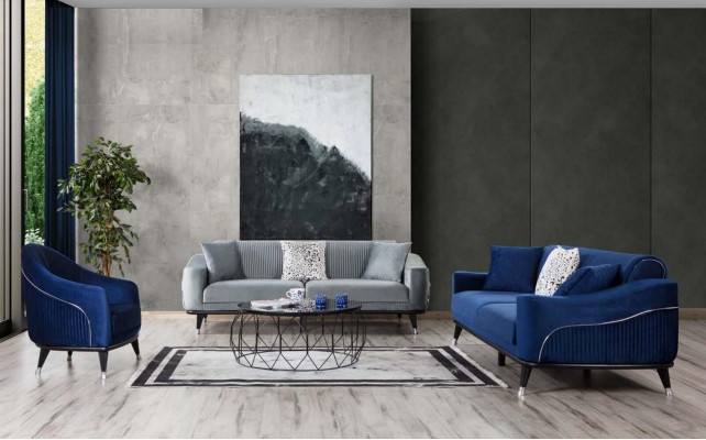 Szary Design Kanapa Sofa Aksamit Trzyosobowa Luksusowe Kanapy Meble Sofy Materiał Włókienniczy