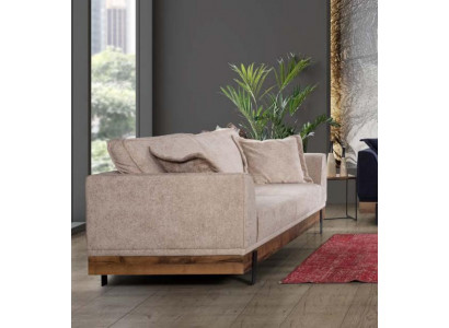 Sofa do Salonu 3 miejsce do siedzenia Beżowa Włókienniczy Sofy Kanapa Podkładka Meble