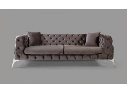 Sofa Chesterfield szara 3 osobowa sofa do salonu Włókienniczy Podkładka