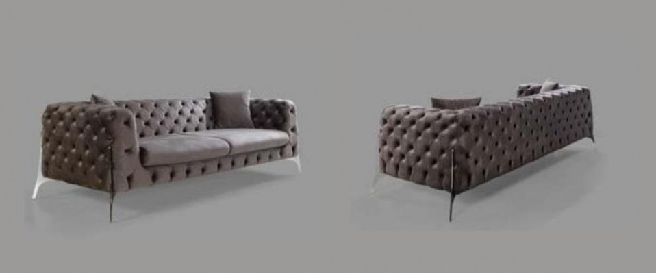 Sofa Chesterfield szara 3 osobowa sofa do salonu Włókienniczy Podkładka