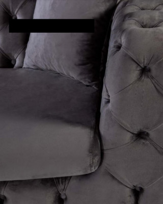 Sofa Chesterfield szara 3 osobowa sofa do salonu Włókienniczy Podkładka