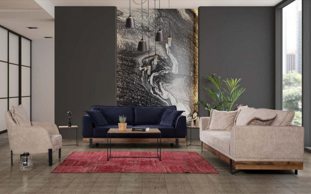 Designerska kanapa trzyosobowa Podkładka sofa Nowoczesne sofy Pokój Czarny