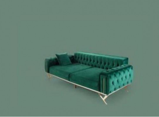 Sofa trzyosobowa Chesterfield zielona Sofa tapicerowana Meble Aksamit Drewno