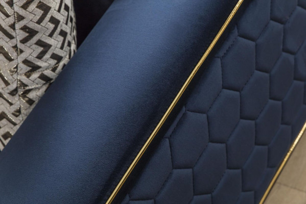 Luksusowa Narożnikowa kanapa Royal Blue Aksamit Couch Zestaw narożny Sofa Kanapy Żywy krajobraz Nowy