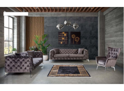 Zestaw sofowy Taupe Fotel trzymiejscowy 331 Siedziba Ustawić Chesterfield