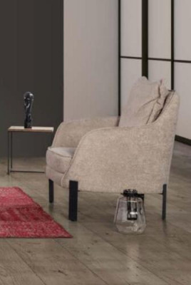 Nowoczesny Fotel 1 Siedziba Pokój dzienny Materiał Poliester Styl Kolor Beżowy