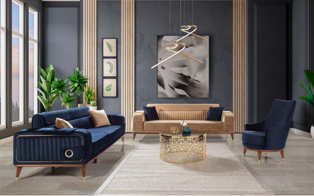 Nowoczesny Fotel Living Room 1 miejsce do siedzenia Designer Lounge Kolor niebieski Drewno