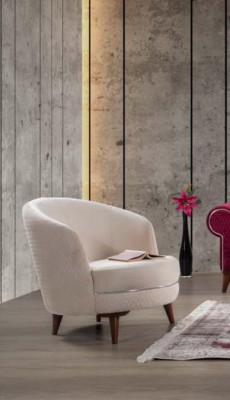 Beżowy Elegancki Fotel Jednoosobowy Design Salon Podkładka Meble