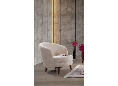 Beżowy Elegancki Fotel Jednoosobowy Design Salon Podkładka Meble