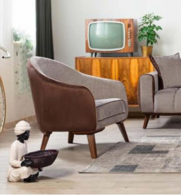 Fotel Jednoosobowy Włókienniczy Salon Lounge Design Meble Kolor Szary