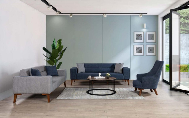Sofa Ustawić 3 miejsce do siedzenia Salon Sofa materiałowa Kanapa Podkładka Meble