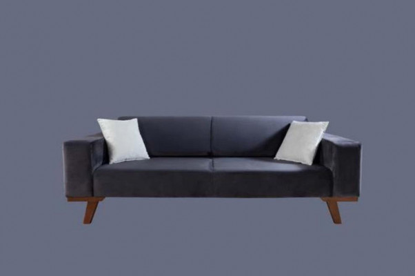 Czarny Sofa 3 miejsce do siedzenia Podkładka Kanapa Salon Drewno Meble