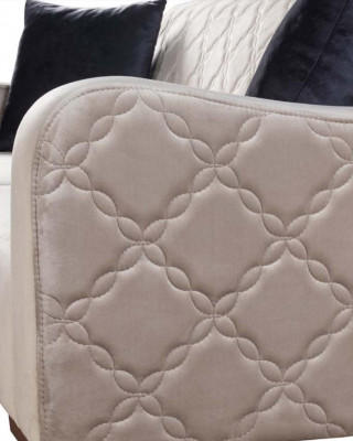 Beżowa trzyosobowa kanapa elegancka sofa do salonu meble Aksamit