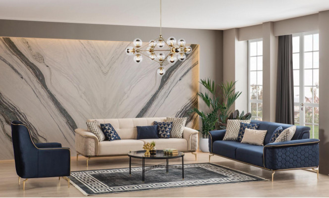 Zestaw sofowy Ustaw Sofy Sofa Fotel trzyosobowa 3+3+1 miejsce do siedzenia Materiał Grupa Neuu