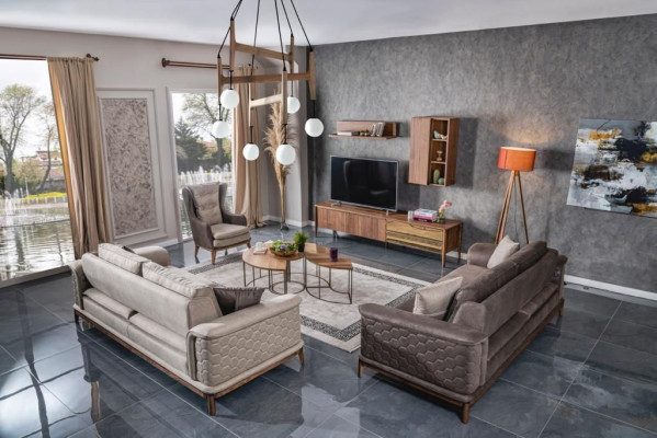 Ustawić zestaw sofowy Luxury 3+3+1 miejsce do siedzenia Sofa Materiał Fotel Sofy Modern Brown