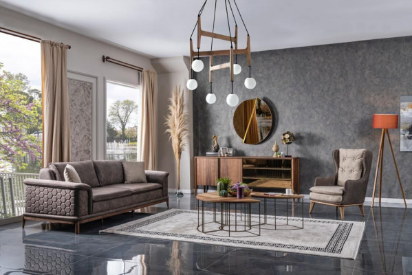 Ustawić zestaw sofowy Luxury 3+3+1 miejsce do siedzenia Sofa Materiał Fotel Sofy Modern Brown