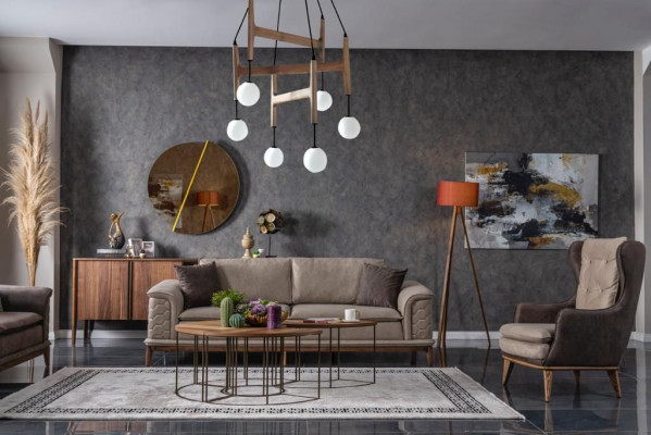 Ustawić zestaw sofowy Luxury 3+3+1 miejsce do siedzenia Sofa Materiał Fotel Sofy Modern Brown