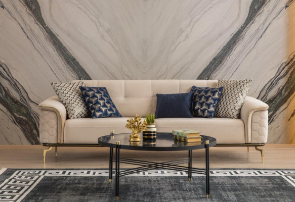 Sofa Trzyosobowa 3 miejsce do siedzenia Luksusowe Sofy Salon Meble Materiał wyposażenia Design