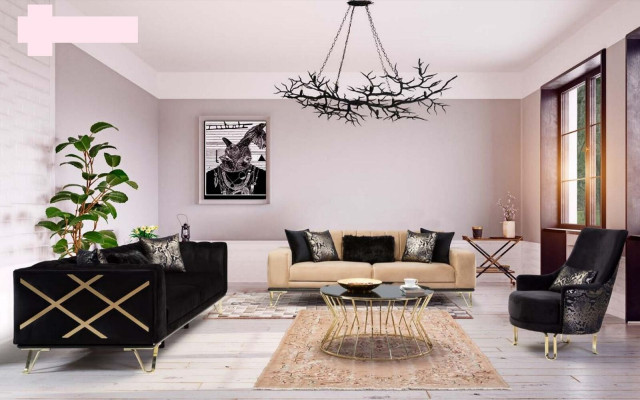 Nowoczesna Sofa 3-osobowa Salonowa Kanapa Design Meble Metal Beżowa Podkładka