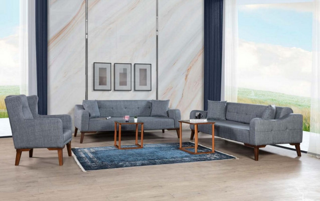 Zestaw sofowy 3+3+1 Siedziba Kompletny Ustaw Sofa Fotel Włókienniczy 3 szt.