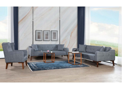 Zestaw sofowy 3+3+1 Siedziba Kompletny Ustaw Sofa Fotel Włókienniczy 3 szt.