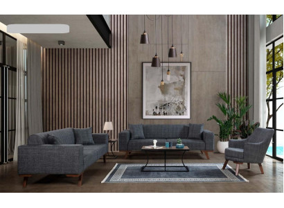 Zestaw sofowy 3+3+1 Siedziba Design Sofy Podkładka Kanapy Szare Meble 3-częściowe