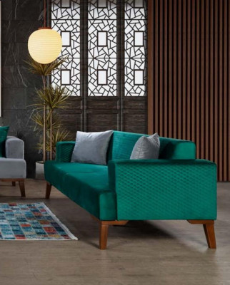 Zestaw sofowy 3+3+1 miejsce do siedzenia Projektant Żywy krajobraz Gray Turkis Green